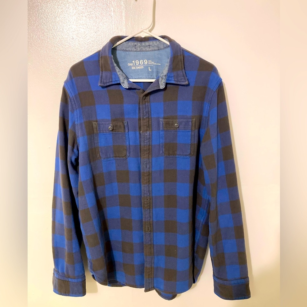 Gap Blue Plaid Button-Down Shirt